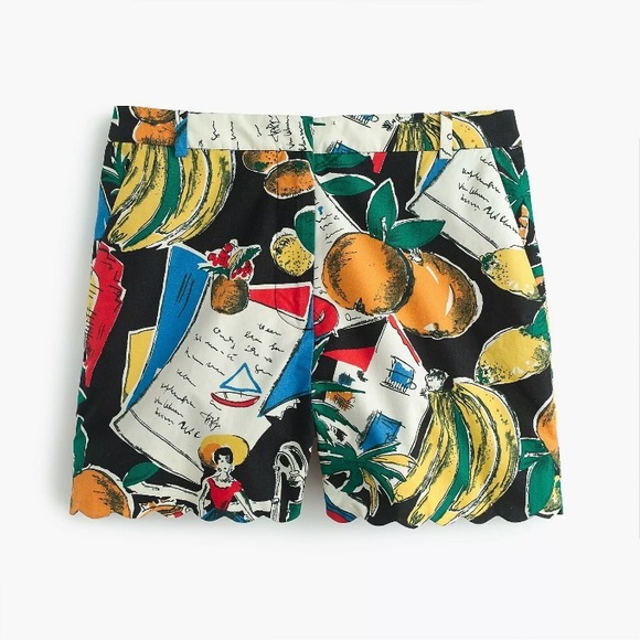 NWT J Crew Postcard Print Scallop Shorts Sz 00 - Picture 3 of 8